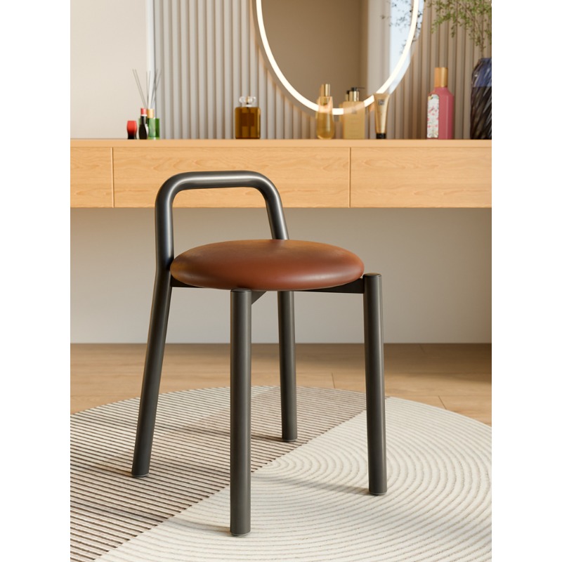 Beauty Makeup Chair - Banqueta redonda estofada de couro moderna